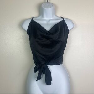Black Camisole Tank Top with Tie Waist